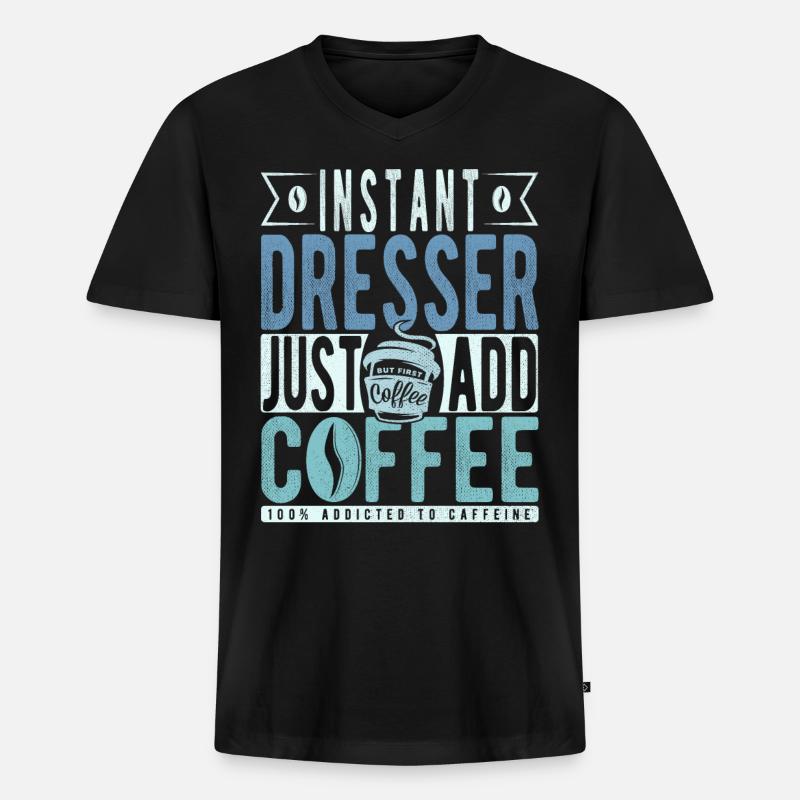 Instant-Kommode einfach Kaffee hinzufügen - Männer Premium Bio T-Shirt mit V-Ausschnitt - Schwarz