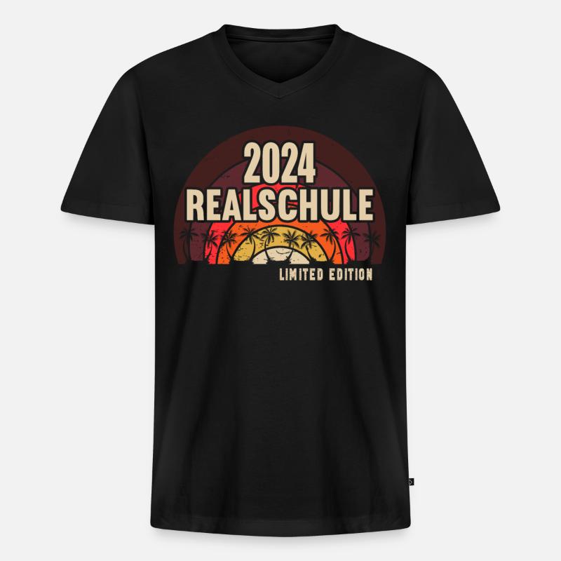 Realschule Junge Mädchen Realschule 2024 - Männer Premium Bio T-Shirt mit V-Ausschnitt - Schwarz