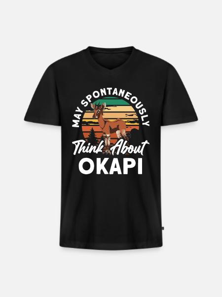 Funny zookeeper okapi lover - Men's Premium Organic T-shirt with V-neck - black