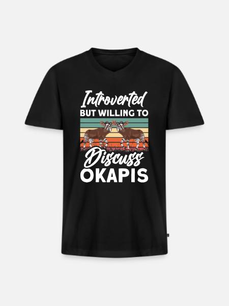 Lustiger Tierpfleger Okapi-liebhaber - Männer Premium Bio T-Shirt mit V-Ausschnitt - Schwarz
