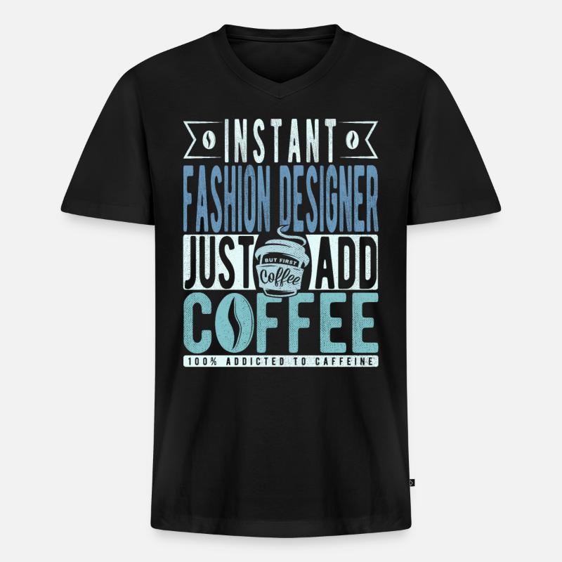 Instant-Modedesigner fügen einfach Kaffee hinzu - Männer Premium Bio T-Shirt mit V-Ausschnitt - Schwarz