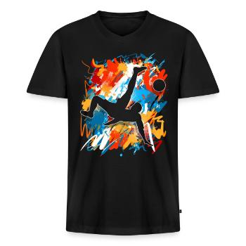 Joueurs de football - T-shirt encolure en V Premium bio Homme - noir - Devant - Nico (187cm)
