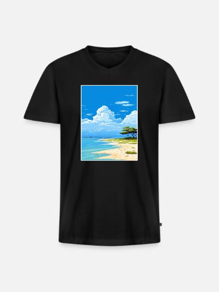 Lady Elliot Island Australia Deco Travel Poster - Men's Premium Organic T-shirt with V-neck - black