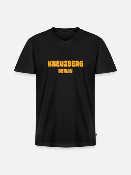 Kreuzberg Berlin - Männer Premium Bio T-Shirt mit V-Ausschnitt - Schwarz