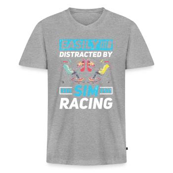 Simulator Cockpit Esports Sim Racing - Männer Premium Bio T-Shirt mit V-Ausschnitt - Grau meliert - Vorne