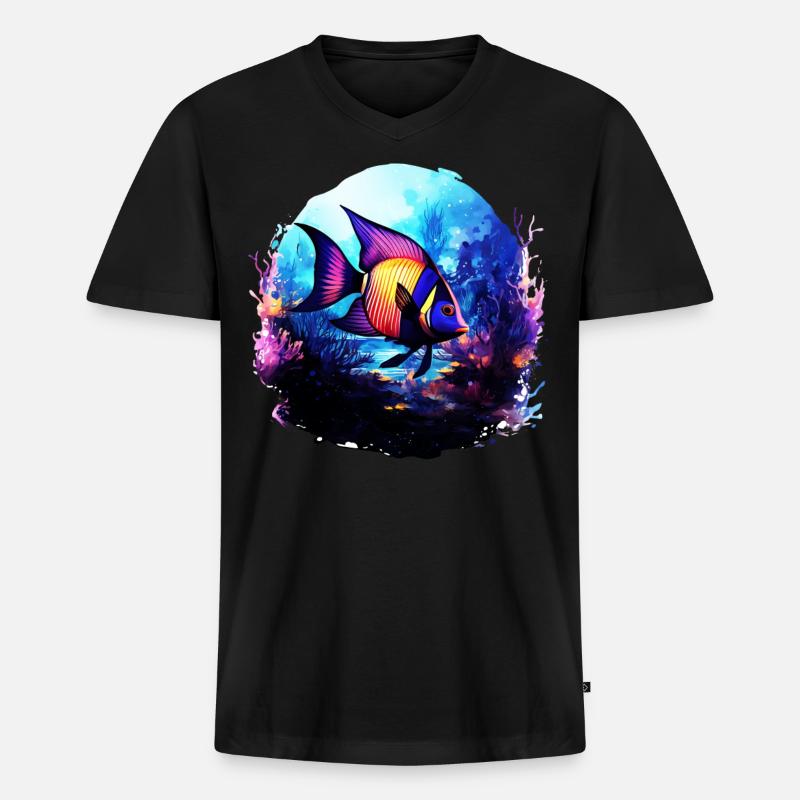 Skalar - Männer Premium Bio T-Shirt mit V-Ausschnitt - Schwarz