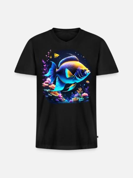 Angelfish - T-shirt encolure en V Premium bio Homme - noir