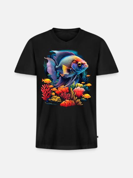 Angelfish - Men's Premium Organic T-shirt with V-neck - black