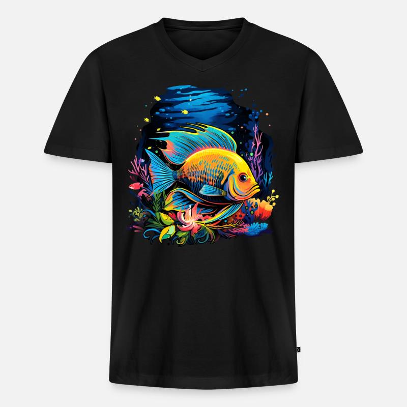 Skalar - Männer Premium Bio T-Shirt mit V-Ausschnitt - Schwarz