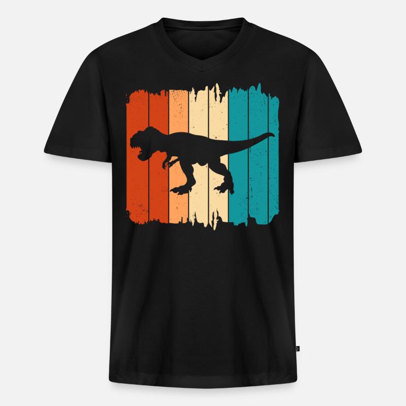 T Rex - Männer Premium Bio T-Shirt mit V-Ausschnitt - Schwarz