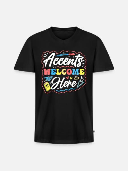 Englischlehrer Englischlerner ELL-Lehrer - Männer Premium Bio T-Shirt mit V-Ausschnitt - Schwarz