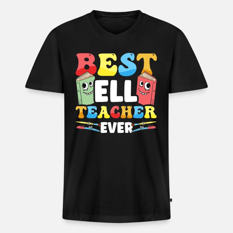 Englischlehrer Englischlerner ELL-Lehrer - Männer Premium Bio T-Shirt mit V-Ausschnitt - Schwarz