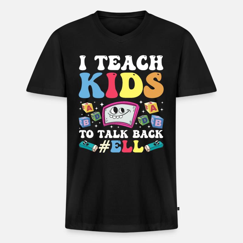 Englischlehrer Englischlerner ELL-Lehrer - Männer Premium Bio T-Shirt mit V-Ausschnitt - Schwarz