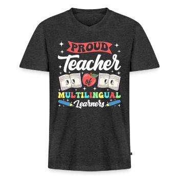 Englischlehrer Englischlerner ELL-Lehrer - Männer Premium Bio T-Shirt mit V-Ausschnitt - Anthrazit meliert - Vorne - Nico (187cm)