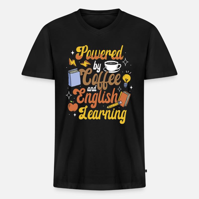 Englischlehrer Englischlerner ELL-Lehrer - Männer Premium Bio T-Shirt mit V-Ausschnitt - Schwarz