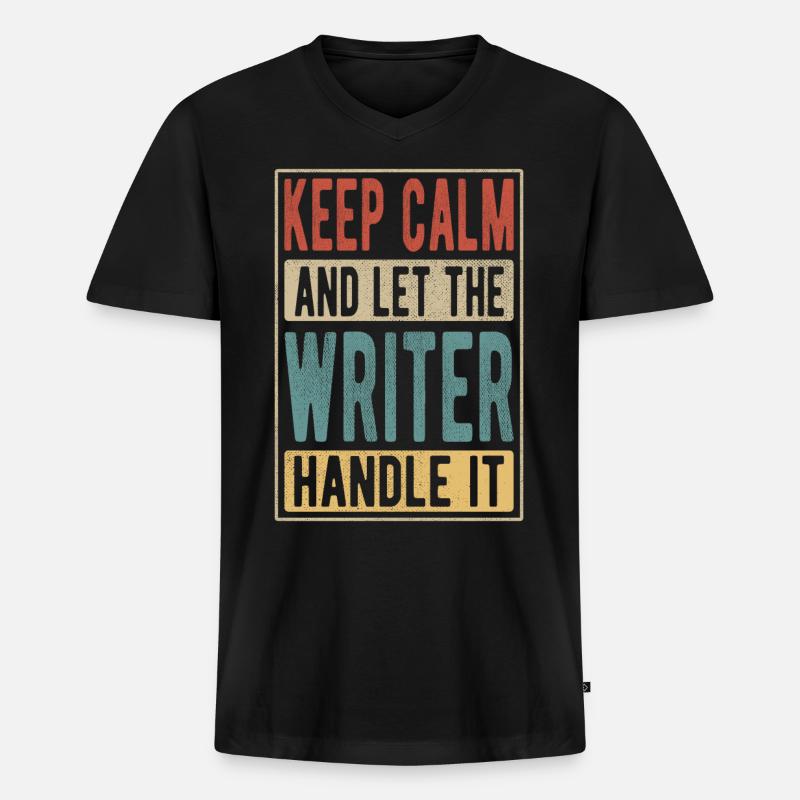 Writer Retro Geschenk - Männer Premium Bio T-Shirt mit V-Ausschnitt - Schwarz