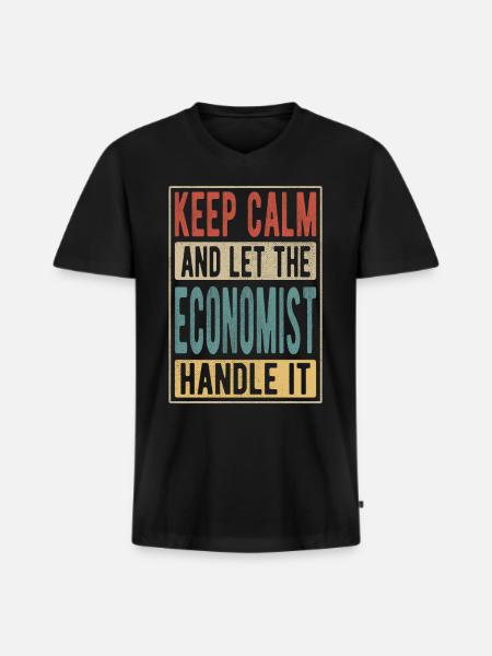 Økonom Retro Gave - Premium økologisk T-shirt med V-hals til mænd - sort