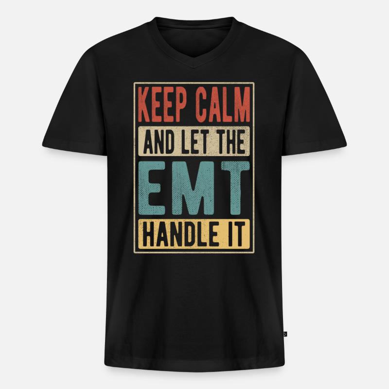 Emt Retro Geschenk - Männer Premium Bio T-Shirt mit V-Ausschnitt - Schwarz
