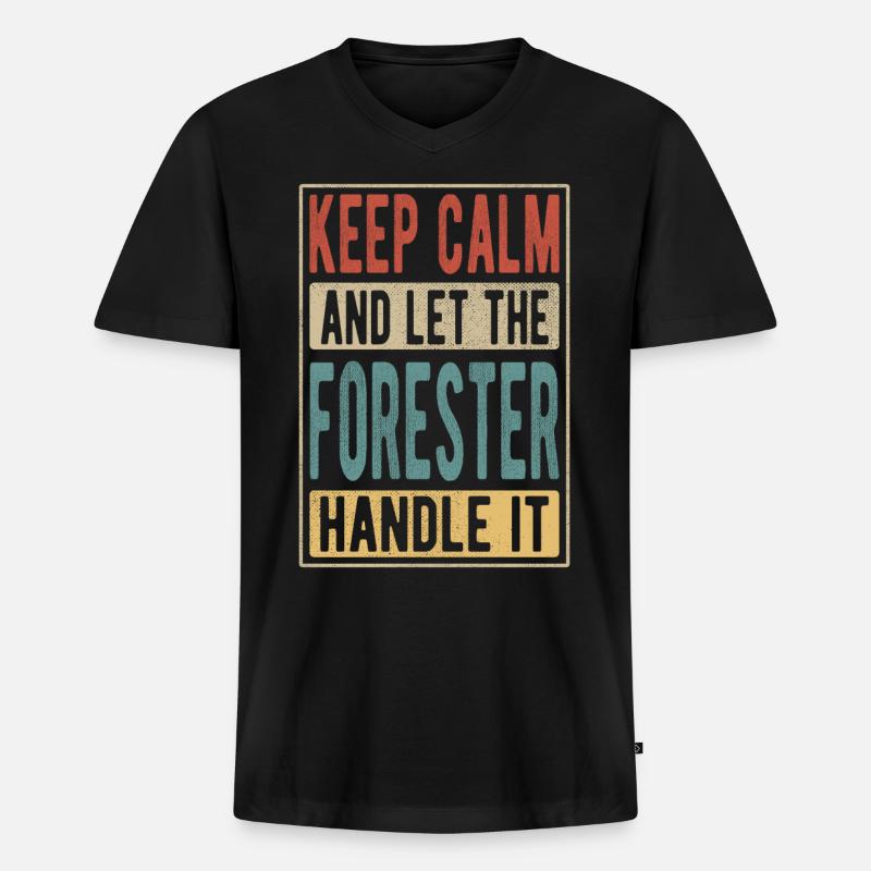 Förster Retro Geschenk - Männer Premium Bio T-Shirt mit V-Ausschnitt - Schwarz