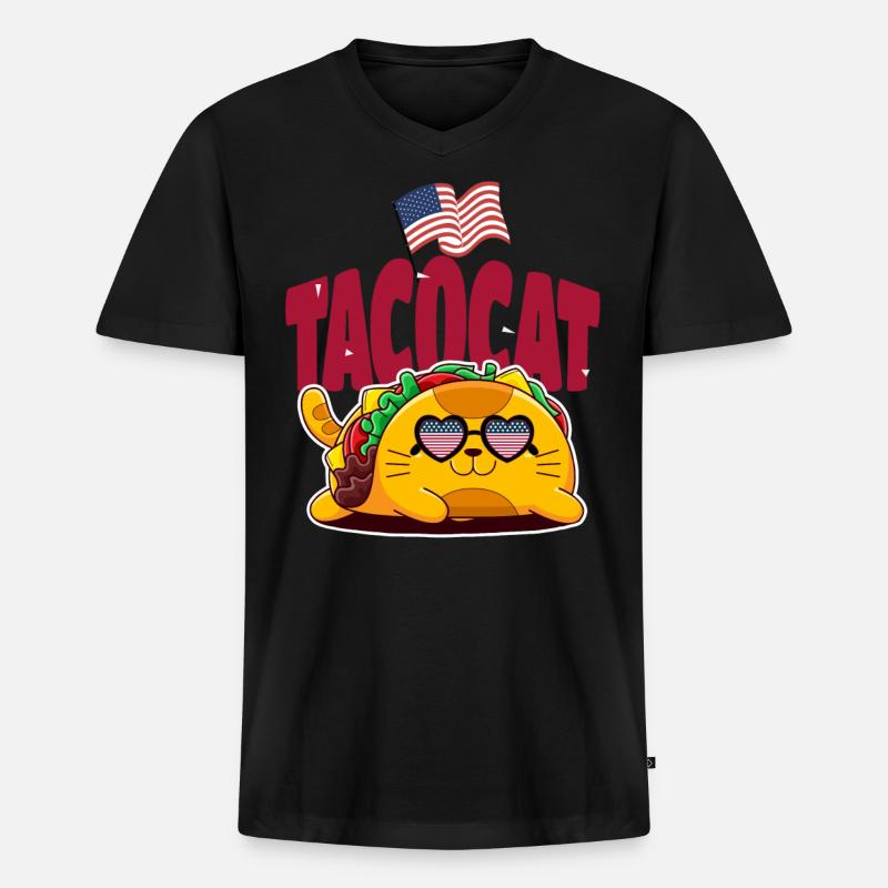 Taco - Männer Premium Bio T-Shirt mit V-Ausschnitt - Schwarz