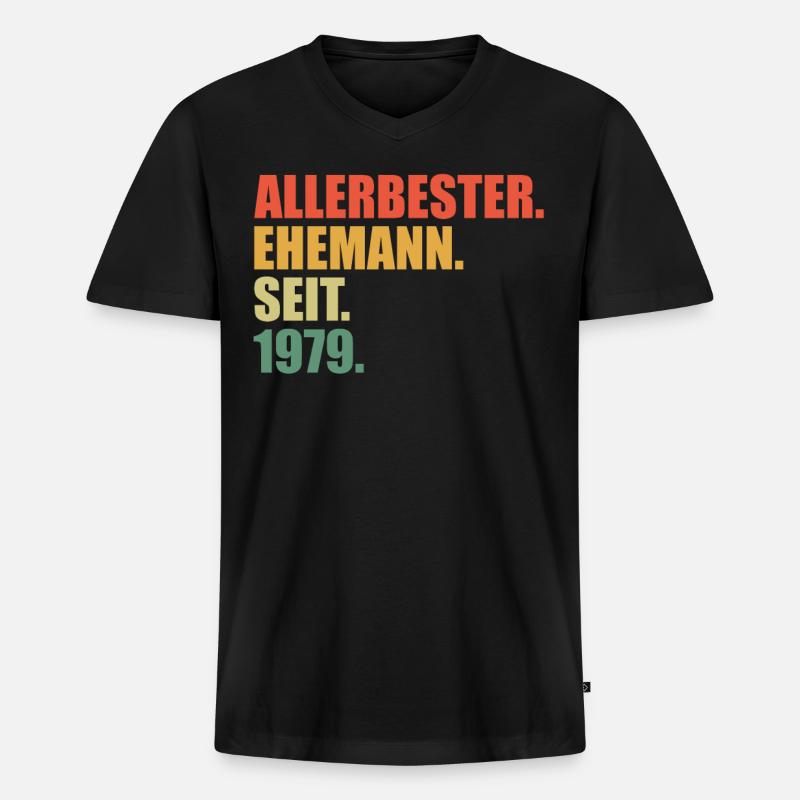 Bester Ehemann seit 1979 45.Hochzeitstag - Männer Premium Bio T-Shirt mit V-Ausschnitt - Schwarz