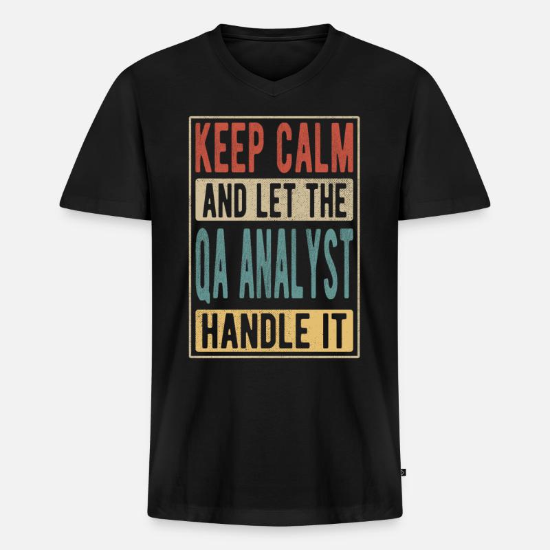 Qa Analyst Retro Gift - Men's Premium Organic T-shirt with V-neck - black