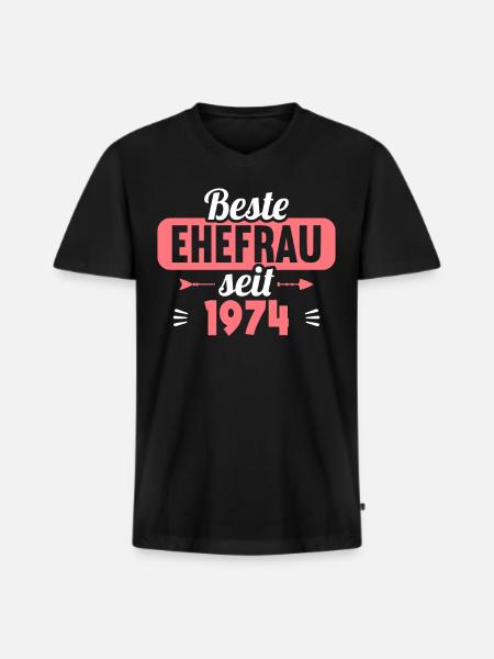 Best wife since 1974 50th wedding anniversary - Men's Premium Organic T-shirt with V-neck - black