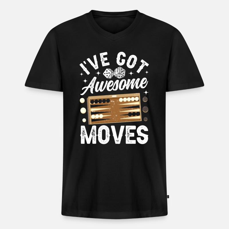 Brettspiel Lustiges Backgammon - Männer Premium Bio T-Shirt mit V-Ausschnitt - Schwarz