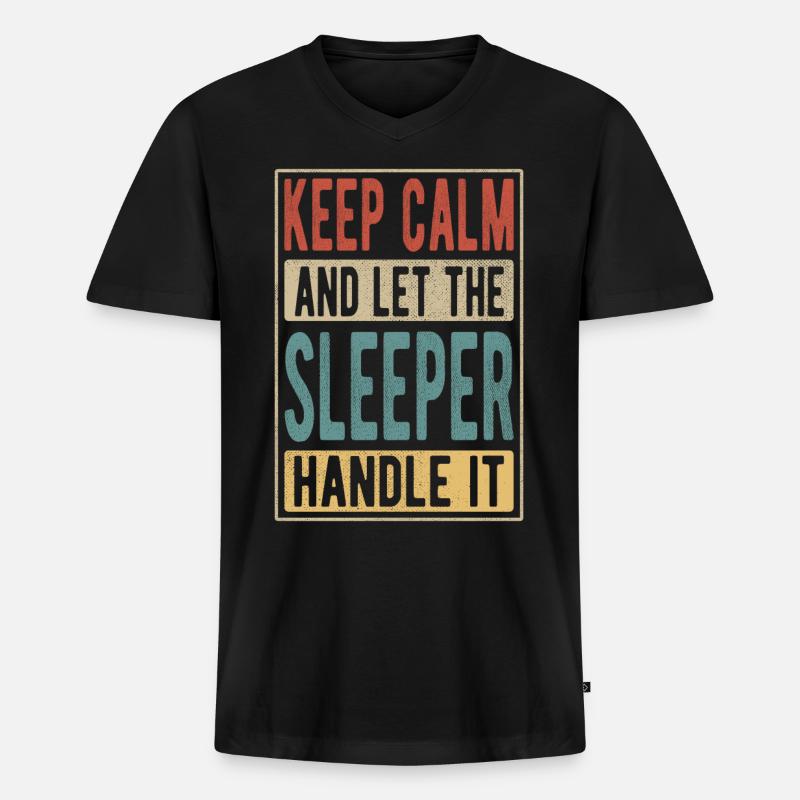 Sleeper Retro Geschenk - Männer Premium Bio T-Shirt mit V-Ausschnitt - Schwarz