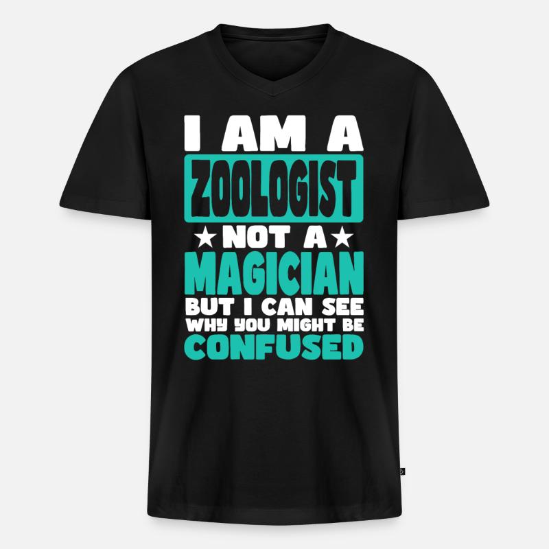 Zoologe - Männer Premium Bio T-Shirt mit V-Ausschnitt - Schwarz