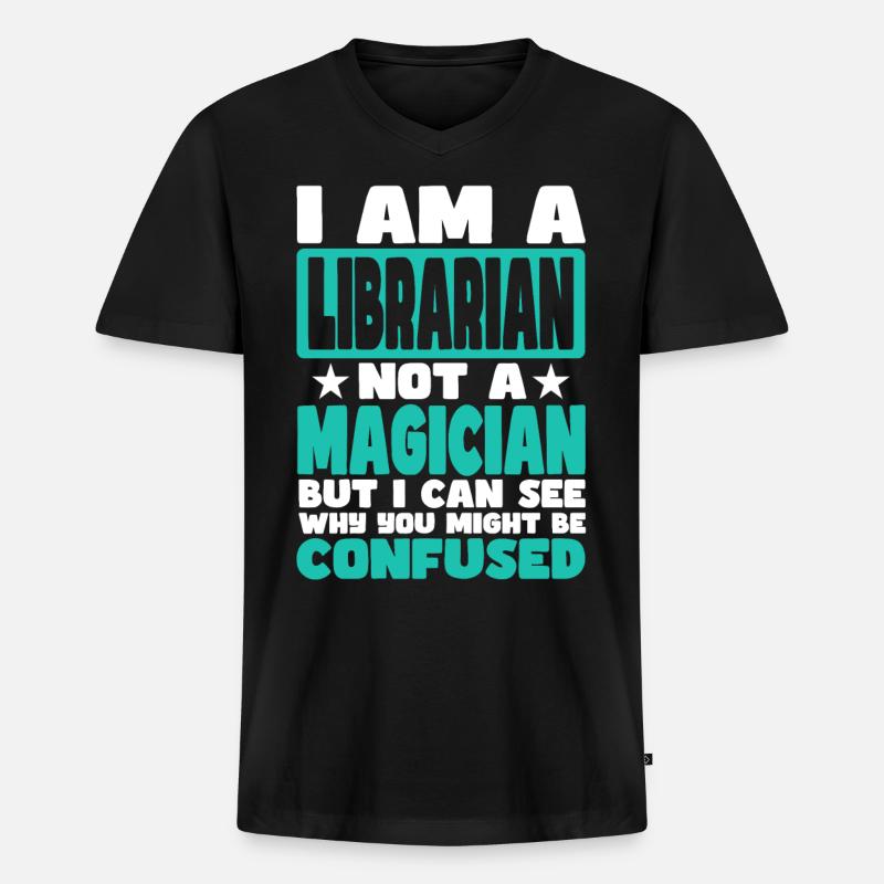 Bibliothekar - Männer Premium Bio T-Shirt mit V-Ausschnitt - Schwarz