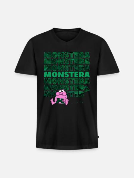Monstera Monster - Men's Premium Organic T-shirt with V-neck - black
