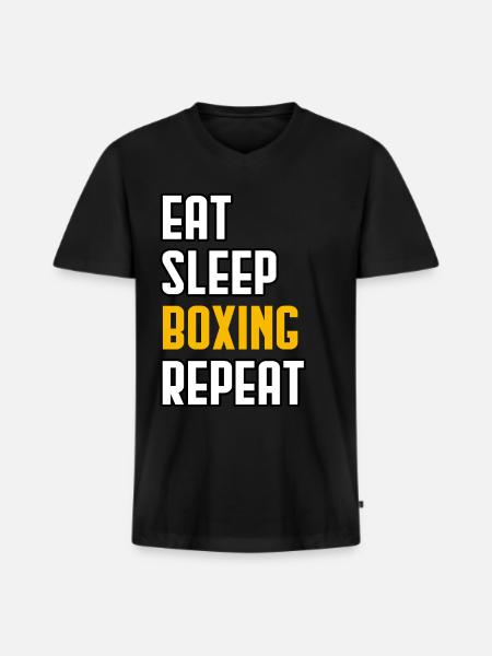 Eat Sleep Boxing Repeat - Men's Premium Organic T-shirt with V-neck - black