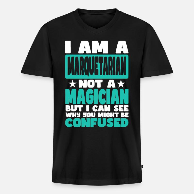 Marquetarier - Männer Premium Bio T-Shirt mit V-Ausschnitt - Schwarz
