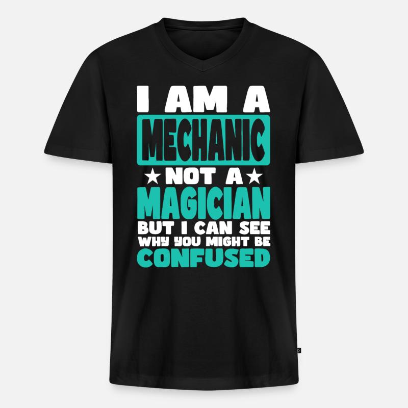 Mechaniker - Männer Premium Bio T-Shirt mit V-Ausschnitt - Schwarz