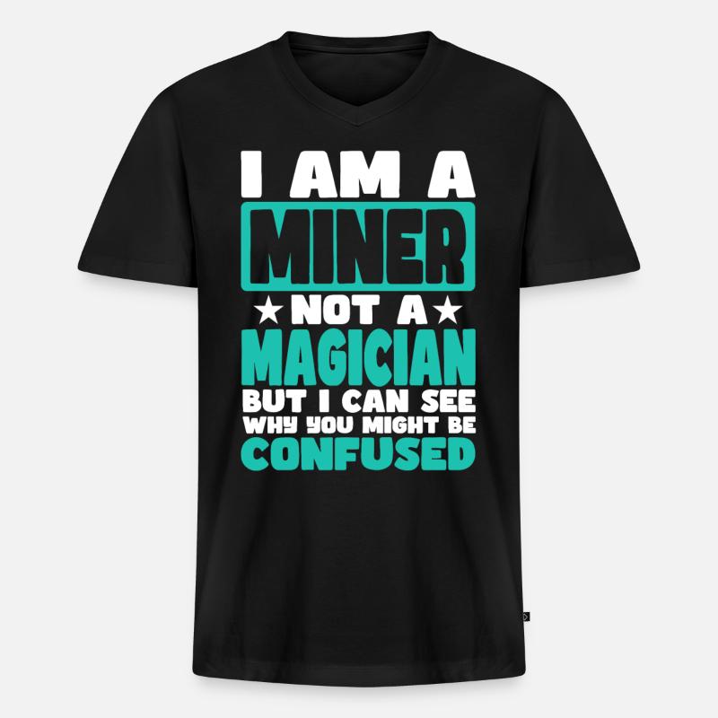 Bergarbeiter - Männer Premium Bio T-Shirt mit V-Ausschnitt - Schwarz