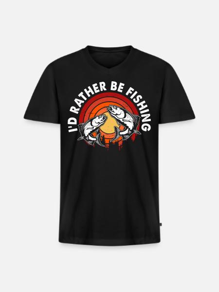 Fishing Anglers - Men's Premium Organic T-shirt with V-neck - black
