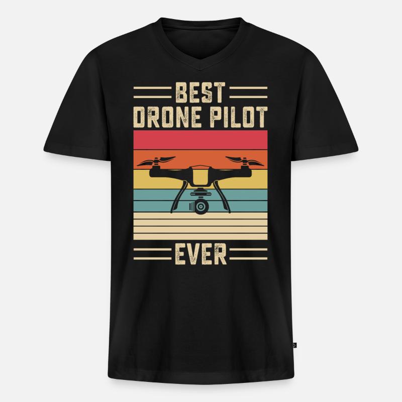 Drohnenpilot - Männer Premium Bio T-Shirt mit V-Ausschnitt - Schwarz