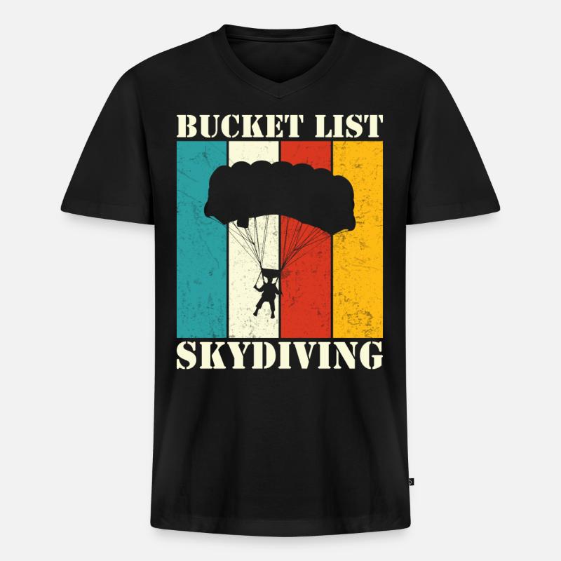 Skydiving - Männer Premium Bio T-Shirt mit V-Ausschnitt - Schwarz
