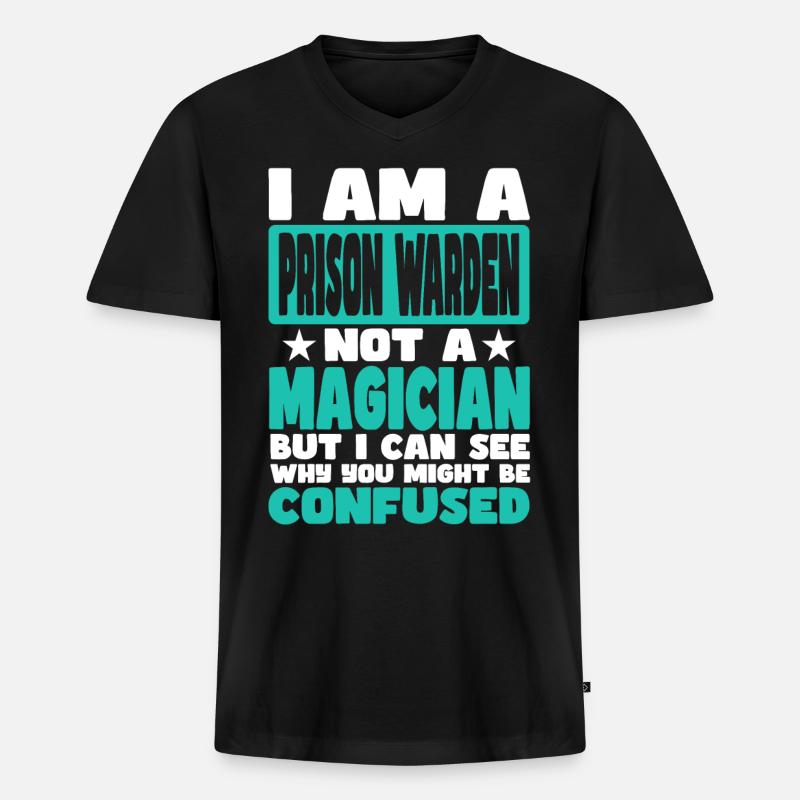 Gefängnisdirektor - Männer Premium Bio T-Shirt mit V-Ausschnitt - Schwarz