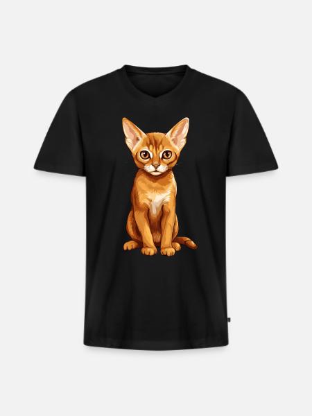 Abyssinian Cat Abessinierkatze - Men's Premium Organic T-shirt with V-neck - black