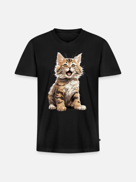 Cat Cats American Bobtail - Men's Premium Organic T-shirt with V-neck - black
