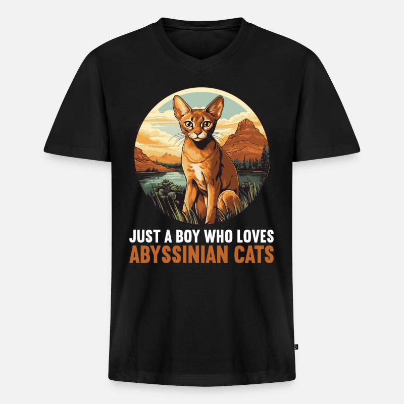 Abyssinian Cat Abessinierkatze - Männer Premium Bio T-Shirt mit V-Ausschnitt - Schwarz