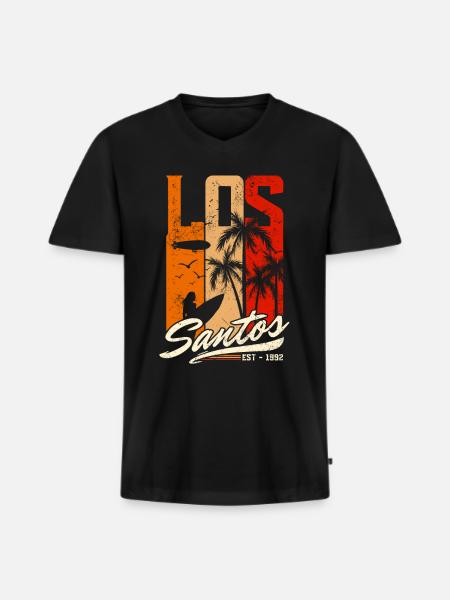 Los Santos Est 1992 - Sunset - Men's Premium Organic T-shirt with V-neck - black