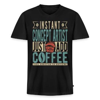 Instant-Konzeptkünstler Fügen Sie einfach Kaffee hinzu - Männer Premium Bio T-Shirt mit V-Ausschnitt - Schwarz - Vorne - Nico (187cm)