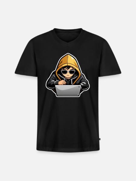 Hacking on - Men's Premium Organic T-shirt with V-neck - black