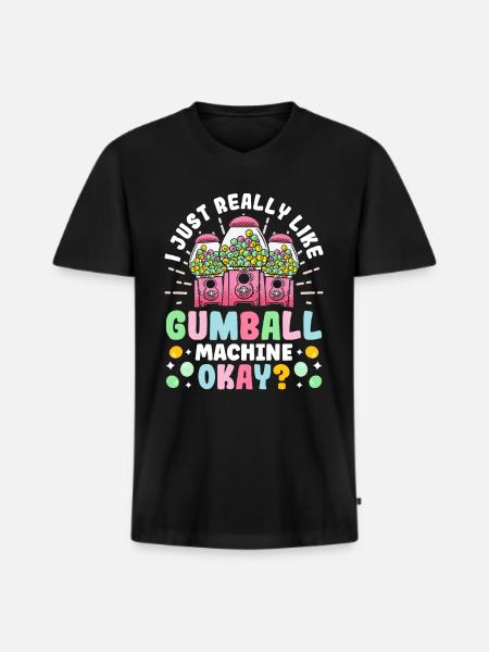 Funny chewing gum machine - Men's Premium Organic T-shirt with V-neck - black