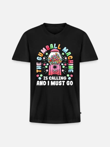 Funny chewing gum machine - Men's Premium Organic T-shirt with V-neck - black