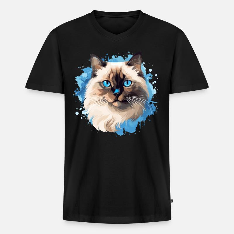 Birman Cat Birma Katze - Männer Premium Bio T-Shirt mit V-Ausschnitt - Schwarz