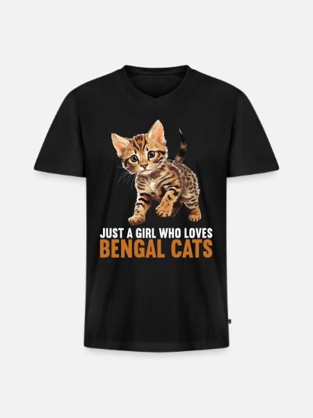 Bengal Cat Bengalkatze - Männer Premium Bio T-Shirt mit V-Ausschnitt - Schwarz